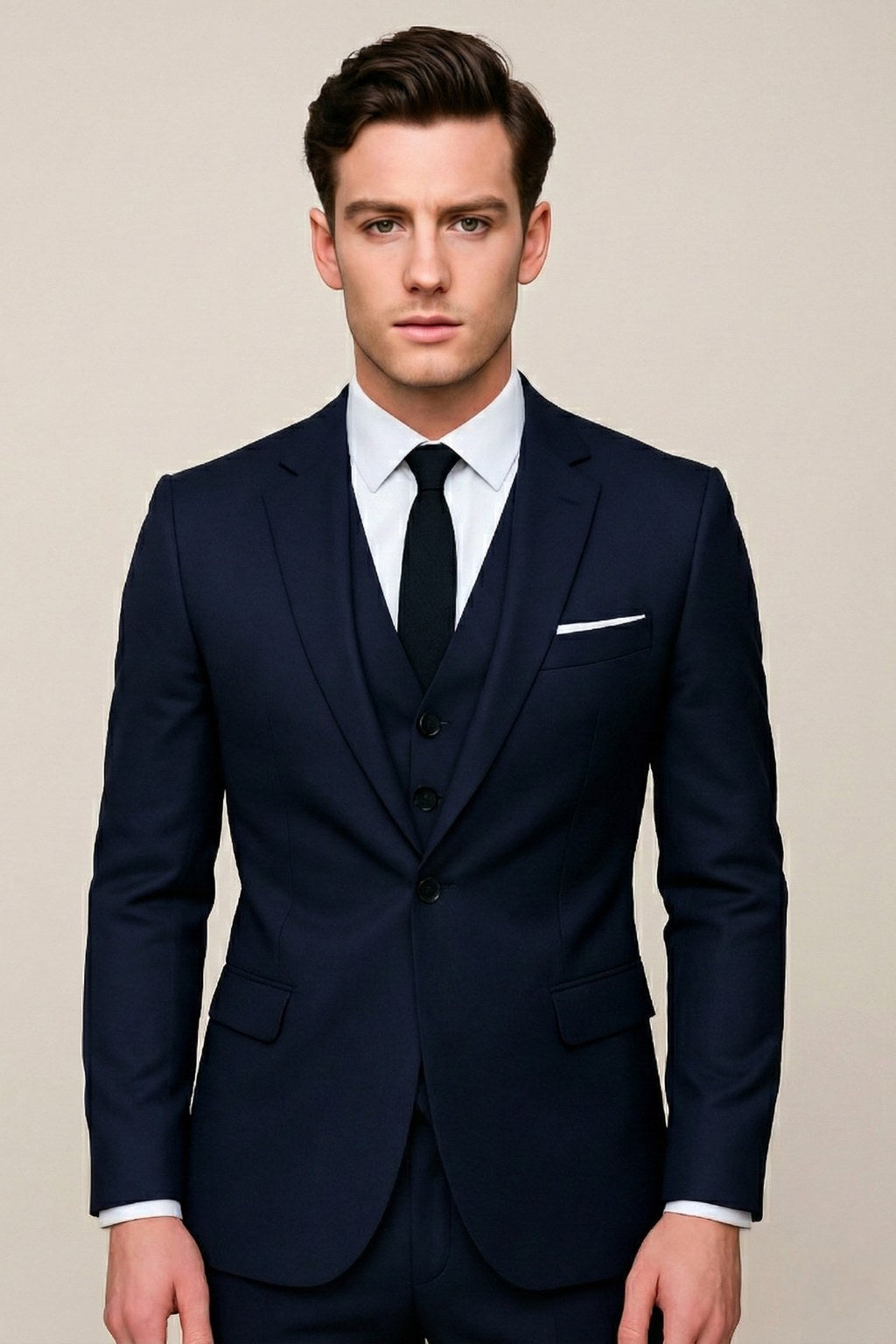 Theo | Men's Three-Piece Formal Suit, Jacket Waistcoat Trouser Suit | My Sweet Wardrobe | Navy Blue