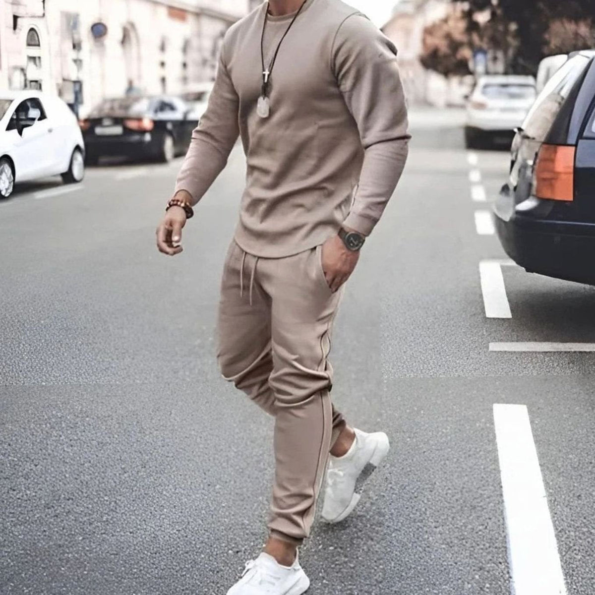 Theodor | Men's Long-Sleeve Tracksuit, Two-Piece Jogger Set | My Sweet Wardrobe | Green