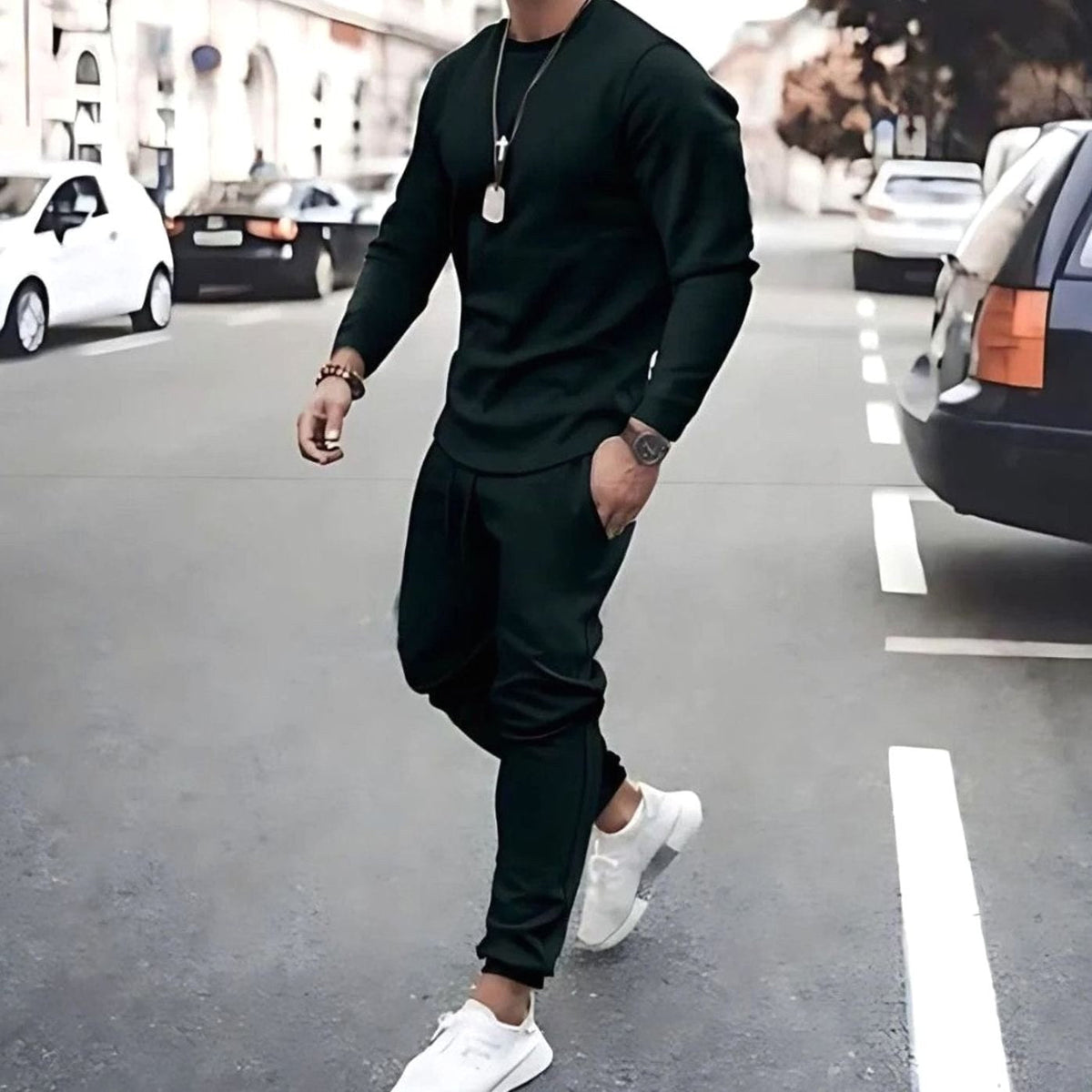 Theodor | Men's Long-Sleeve Tracksuit, Two-Piece Jogger Set | My Sweet Wardrobe | Green