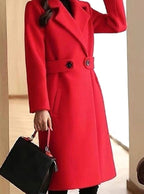 Theresa | Women's Longline Belted Coat with Notch Lapel, Tailored Autumn Coat | My Sweet Wardrobe | Camel