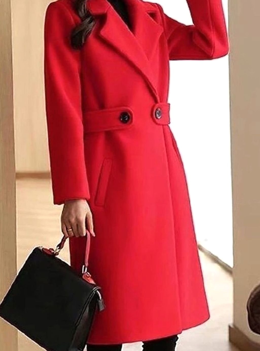 Theresa | Women's Longline Belted Coat with Notch Lapel, Tailored Autumn Coat | My Sweet Wardrobe | Camel