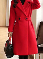 Theresa | Women's Longline Belted Coat with Notch Lapel, Tailored Autumn Coat | My Sweet Wardrobe | Camel