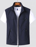 Tobias | Men's Waistcoat with Stand Collar, Quick-Dry & Breathable Functional Gilet | My Sweet Wardrobe | Navy Blue