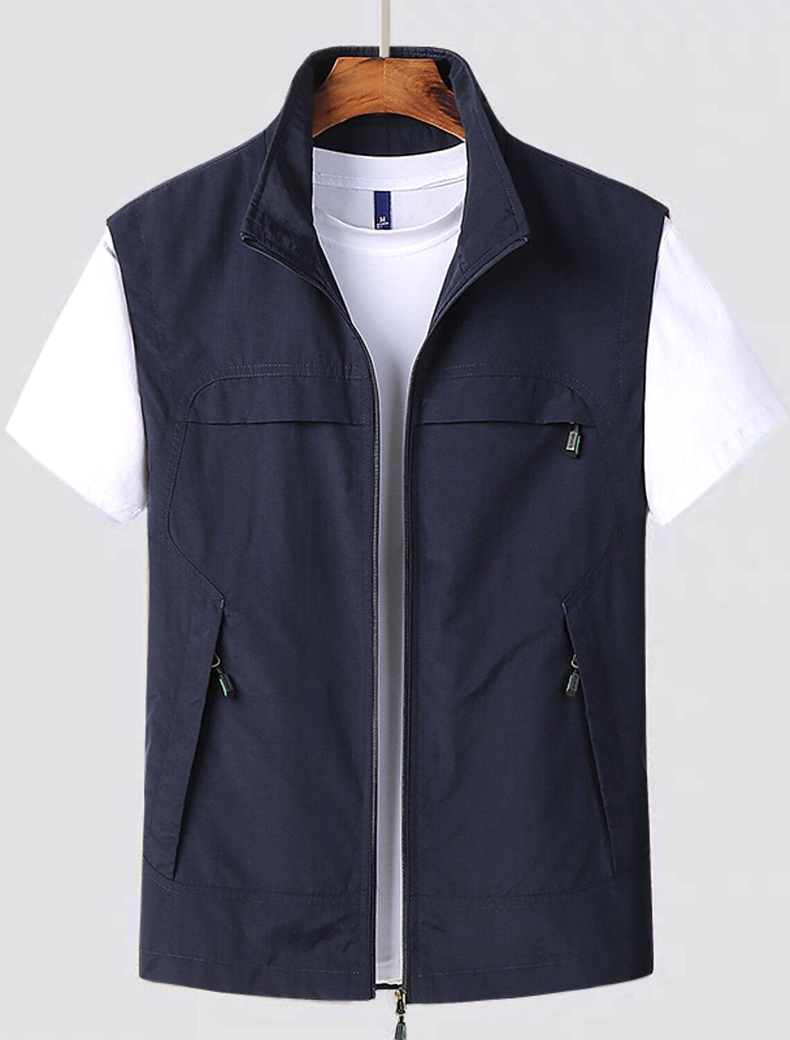 Tobias | Men's Waistcoat with Stand Collar, Quick-Dry & Breathable Functional Gilet | My Sweet Wardrobe | Navy Blue
