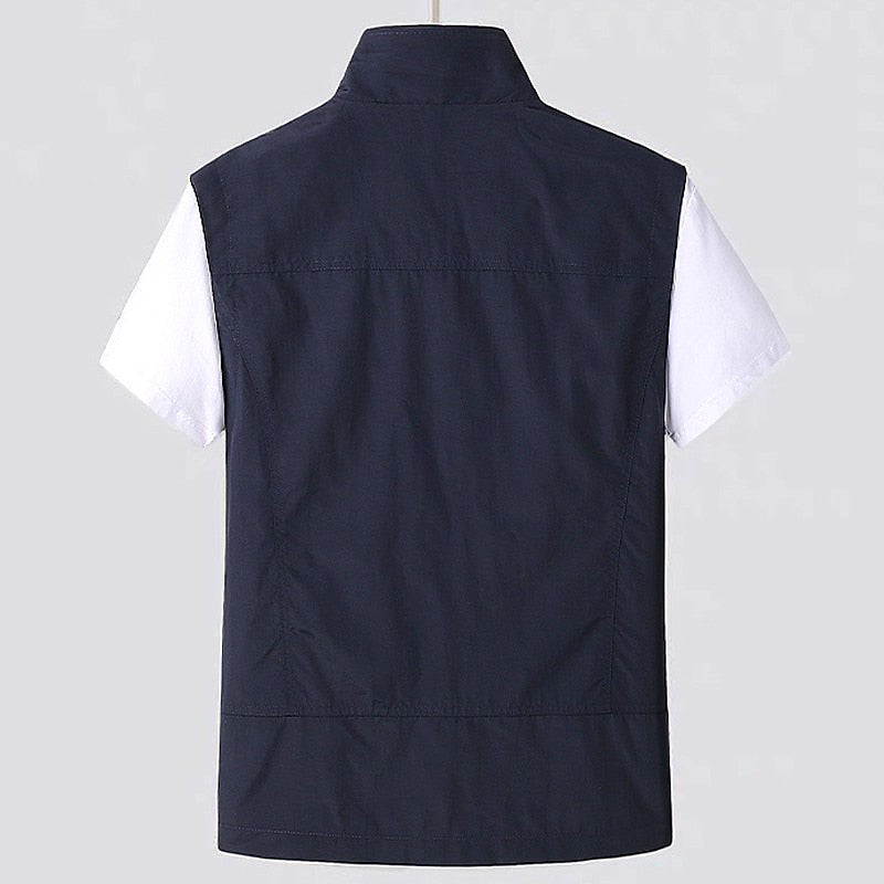 Tobias | Men's Waistcoat with Stand Collar, Quick-Dry & Breathable Functional Gilet | My Sweet Wardrobe | Navy Blue