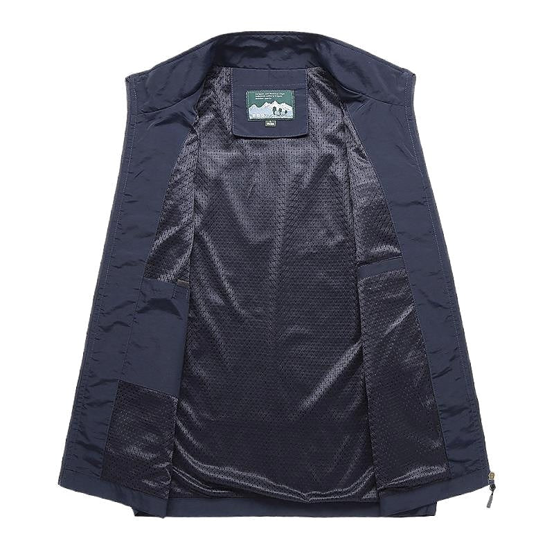 Tobias | Men's Waistcoat with Stand Collar, Quick-Dry & Breathable Functional Gilet | My Sweet Wardrobe | Navy Blue