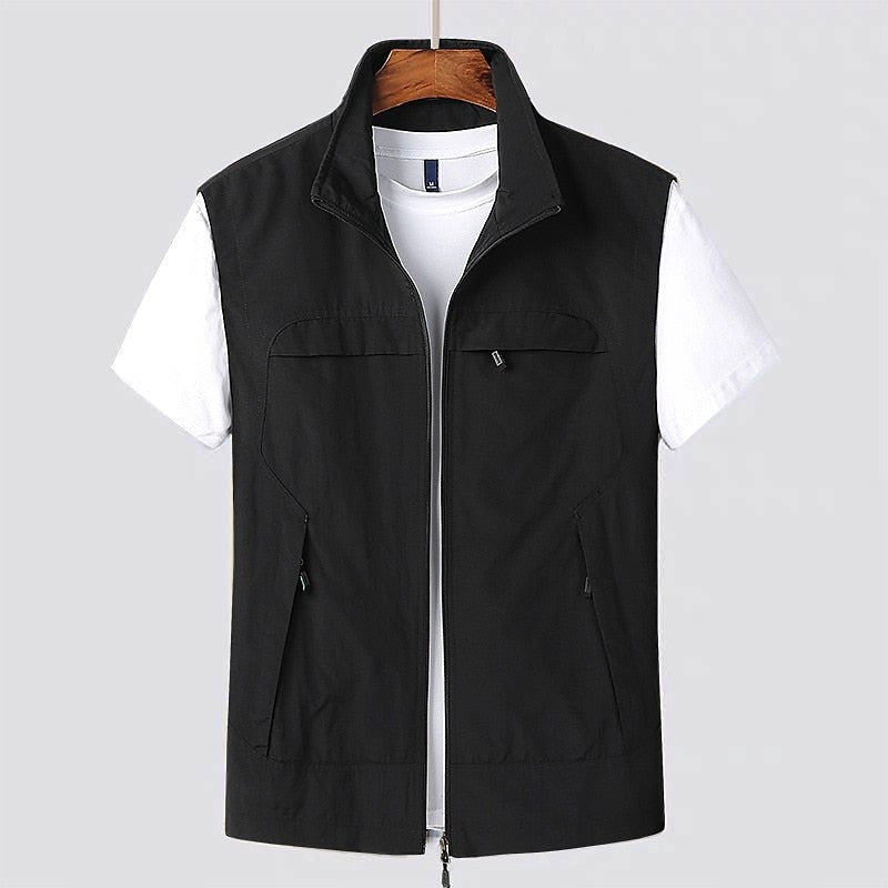 Tobias | Men's Waistcoat with Stand Collar, Quick-Dry & Breathable Functional Gilet | My Sweet Wardrobe | Navy Blue