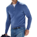 Toby | Men's Quarter-Zip Knit Jumper, Stand Collar Sweater | My Sweet Wardrobe | Blue
