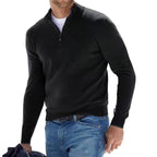 Toby | Men's Quarter-Zip Knit Jumper, Stand Collar Sweater | My Sweet Wardrobe | Black