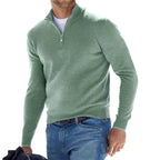 Toby | Men's Quarter-Zip Knit Jumper, Stand Collar Sweater | My Sweet Wardrobe | Green