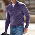 Toby | Men's Quarter-Zip Knit Jumper, Stand Collar Sweater | My Sweet Wardrobe | Purple