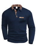 Torsten | Men's Polo Shirt with Check Pattern, Classic Check Polo Shirt | My Sweet Wardrobe | Dark Blue