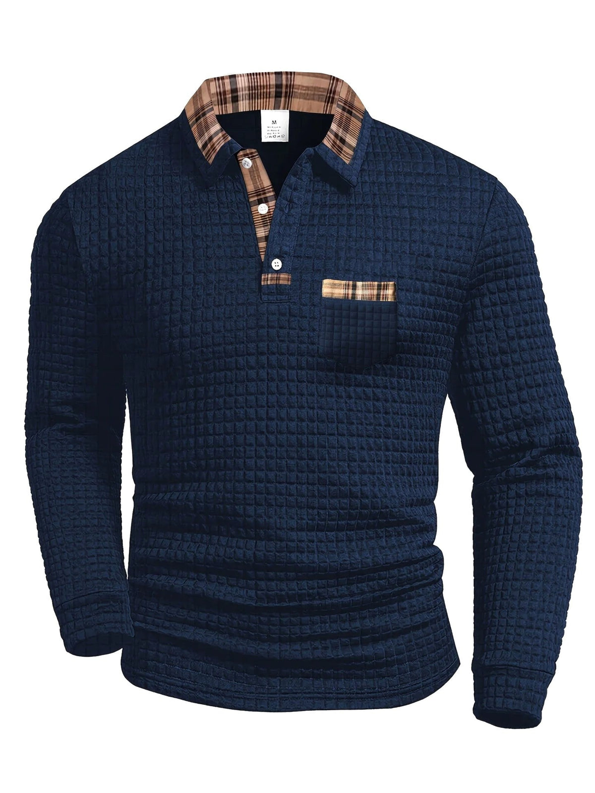 Torsten | Men's Polo Shirt with Check Pattern, Classic Check Polo Shirt | My Sweet Wardrobe | Dark Blue