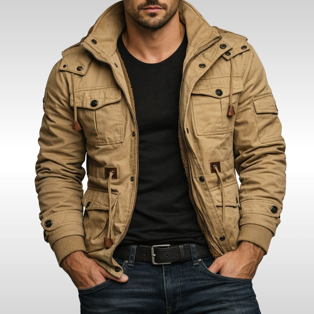 Trevor | Men's Insulated Winter Jacket, Practical Warmth Coat | My Sweet Wardrobe | Khaki