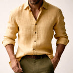 Trevor | Men's Long Sleeve Linen Shirt, Vintage Tailored Shirt | Dressific