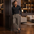 Tristan | Men's Checked Slim Fit Trousers, Smart Casual Trousers | Dressific