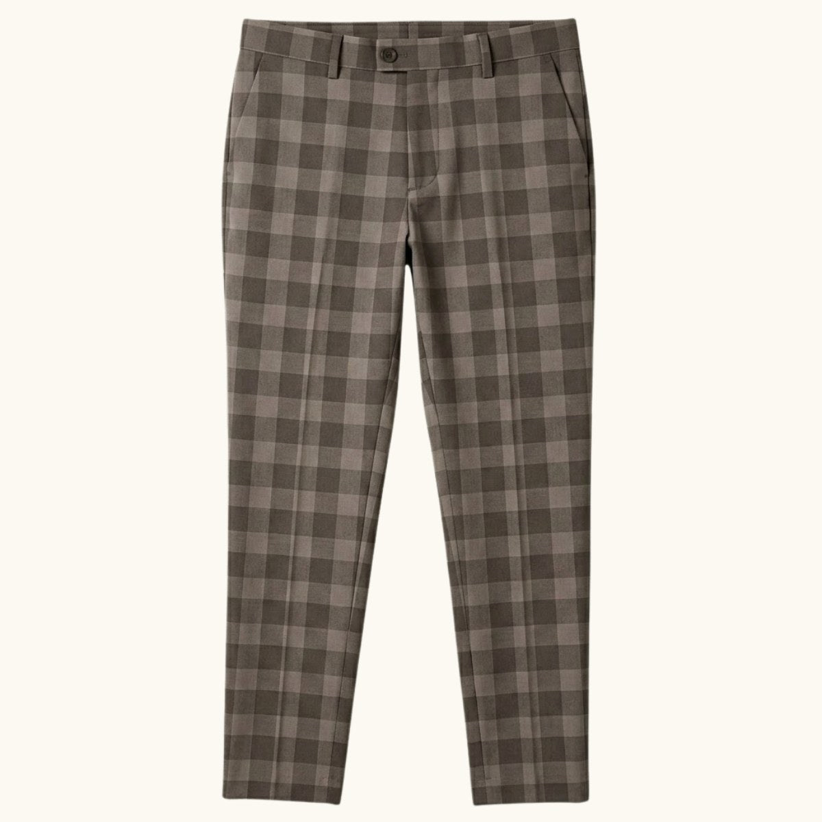 Tristan | Men's Checked Slim Fit Trousers, Smart Casual Trousers | Dressific | Khaki