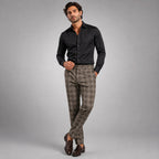 Tristan | Men's Checked Slim Fit Trousers, Smart Casual Trousers | Dressific | Gray