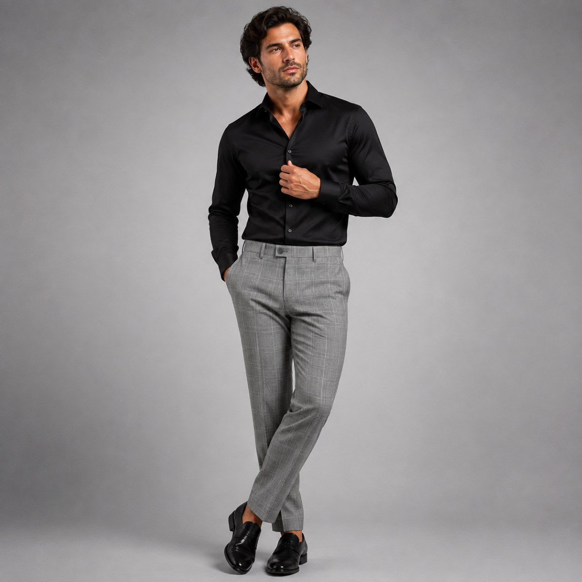 Tristan | Men's Checked Slim Fit Trousers, Smart Casual Trousers | Dressific