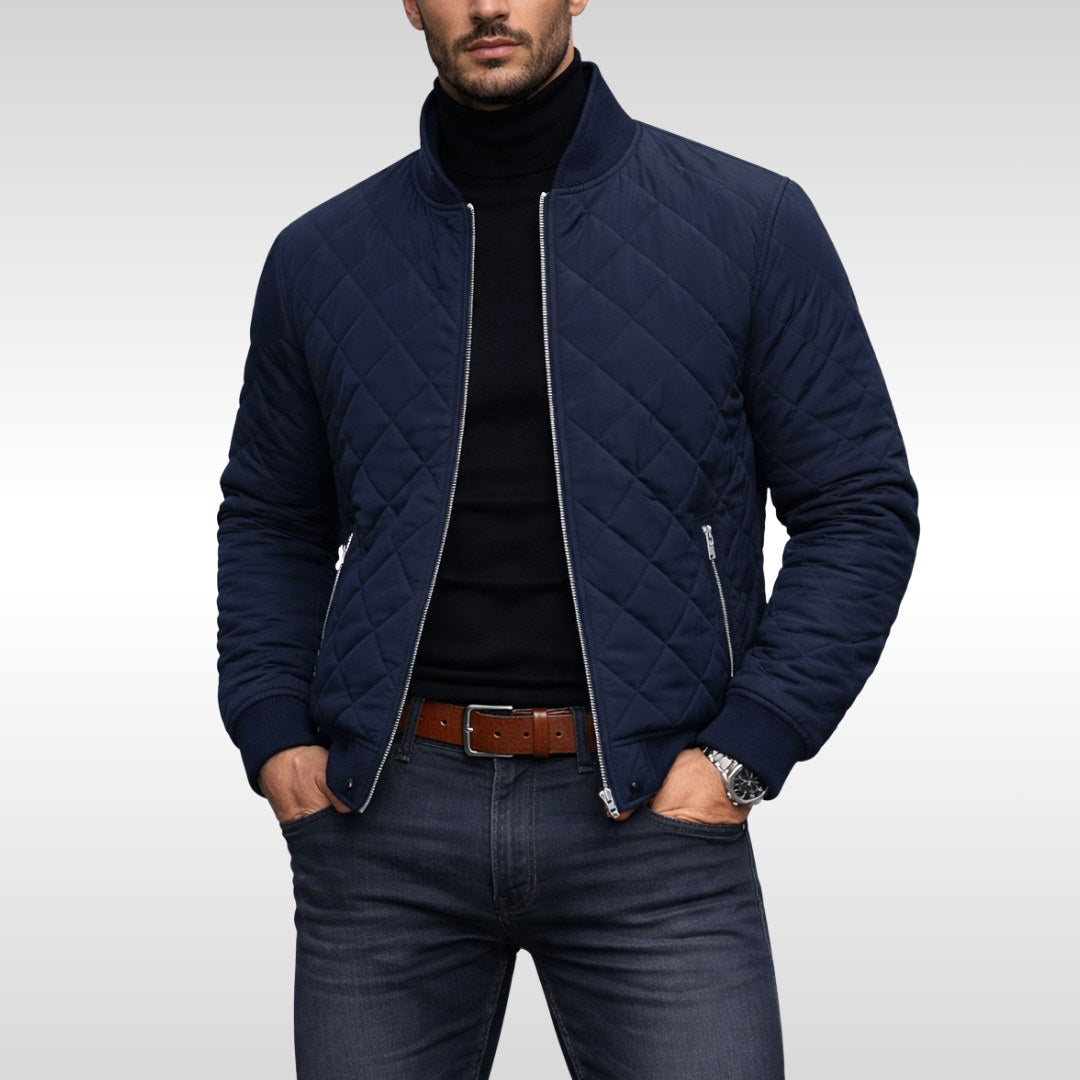 Tristan | Men's Quilted Jacket, Lightweight Autumn Coat | My Sweet Wardrobe | Dark Blue