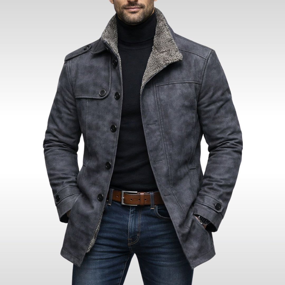 Tyler | Men's Fleece-Lined Coat, Warm Autumn Coat | My Sweet Wardrobe | Grey