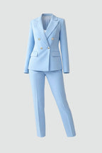 Valerie | Women's Tailored Blazer Suit, High-Waisted Trouser Suit | My Sweet Wardrobe | Light Blue