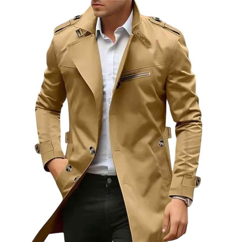 Vincent | Men's Collared Transitional Jacket, Zip and Button Closure Coat | My Sweet Wardrobe