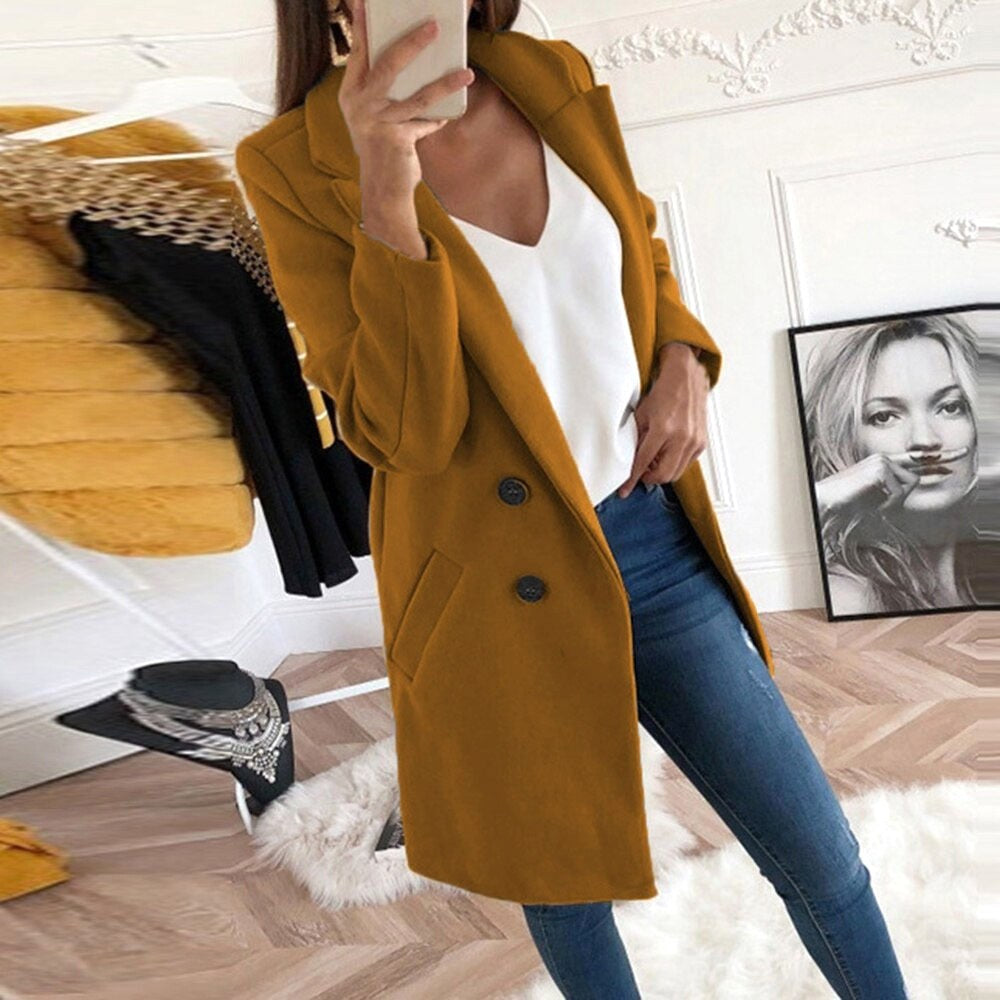 Violet | Women's Long Button-Front Coat, Elegant Tailored Coat | My Sweet Wardrobe
