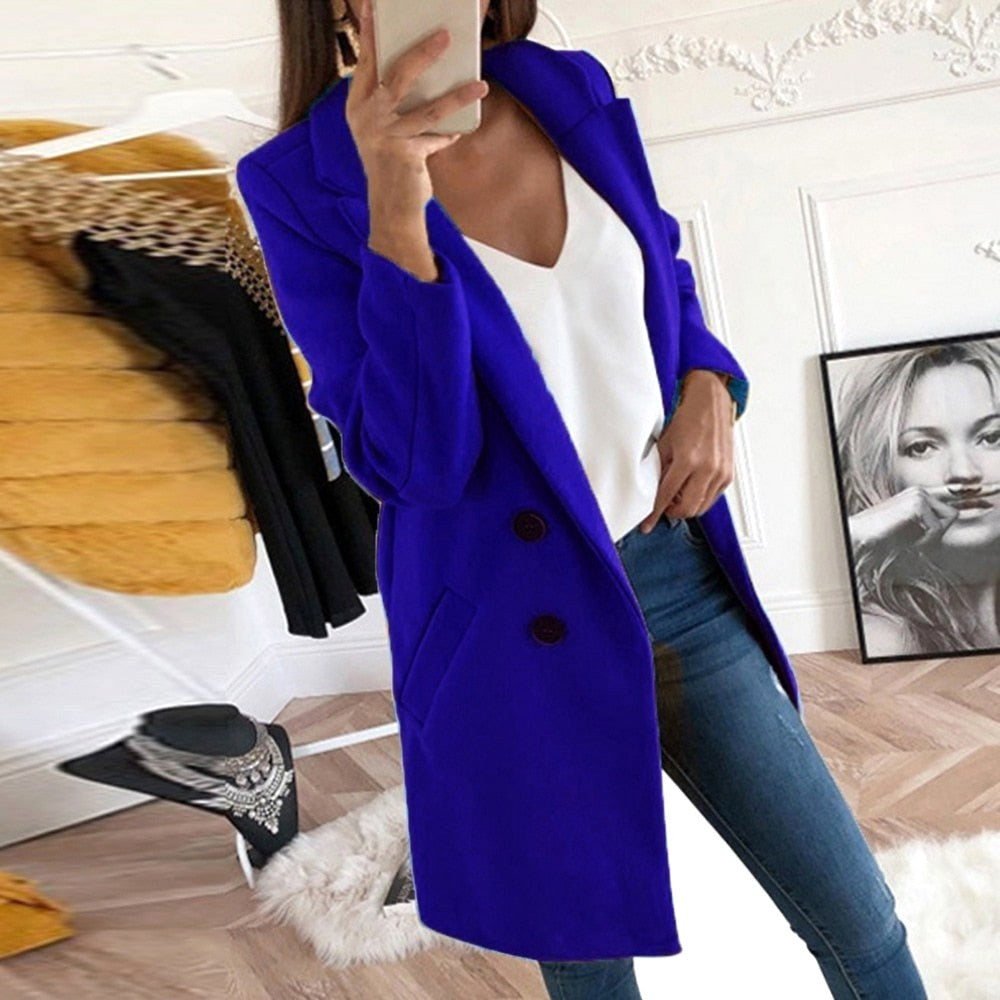 Violet | Women's Long Button-Front Coat, Elegant Tailored Coat | My Sweet Wardrobe