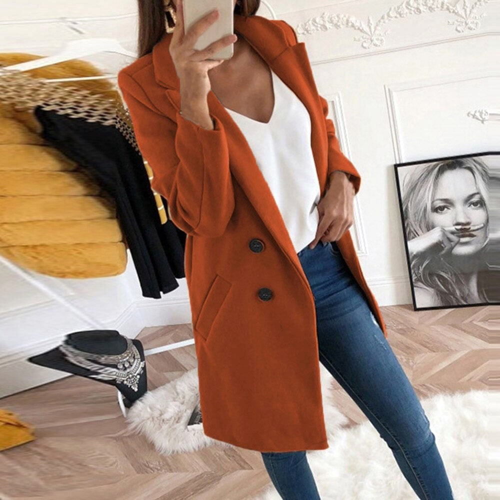 Violet | Women's Long Button-Front Coat, Elegant Tailored Coat | My Sweet Wardrobe