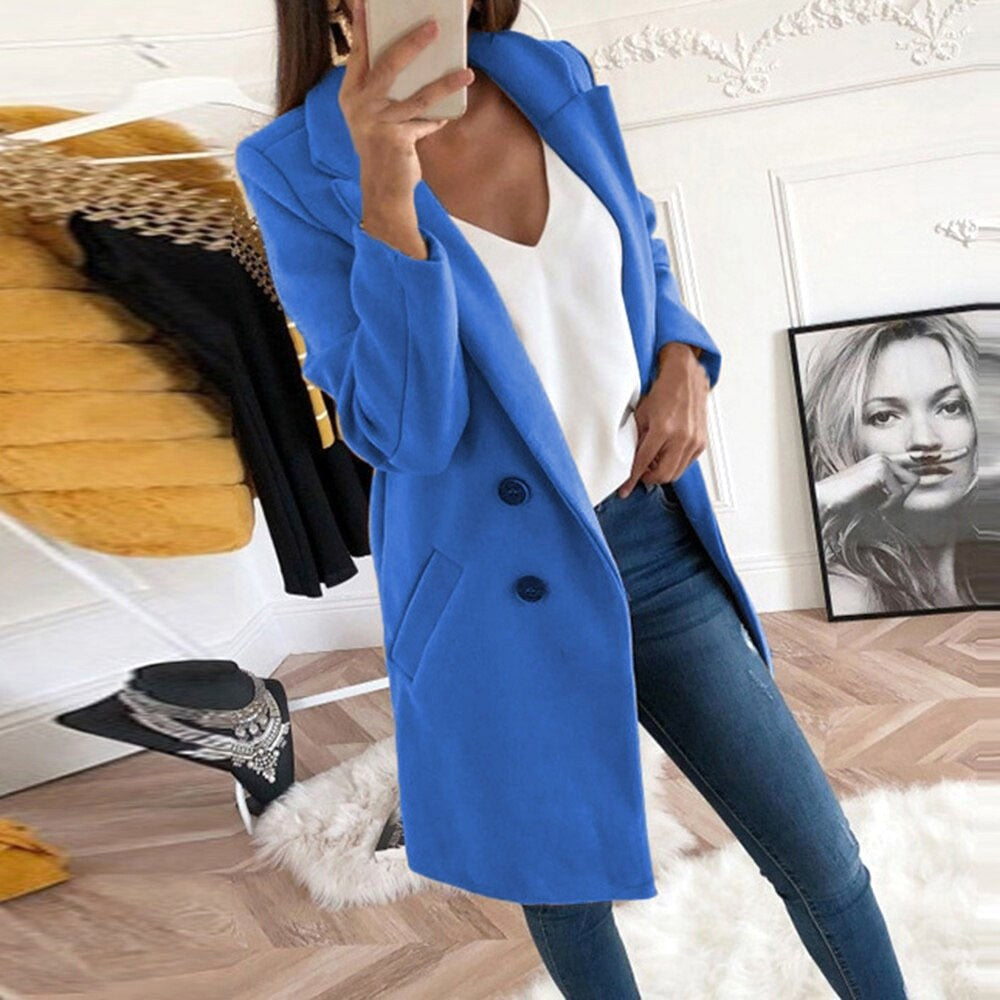 Violet | Women's Long Button-Front Coat, Elegant Tailored Coat | My Sweet Wardrobe