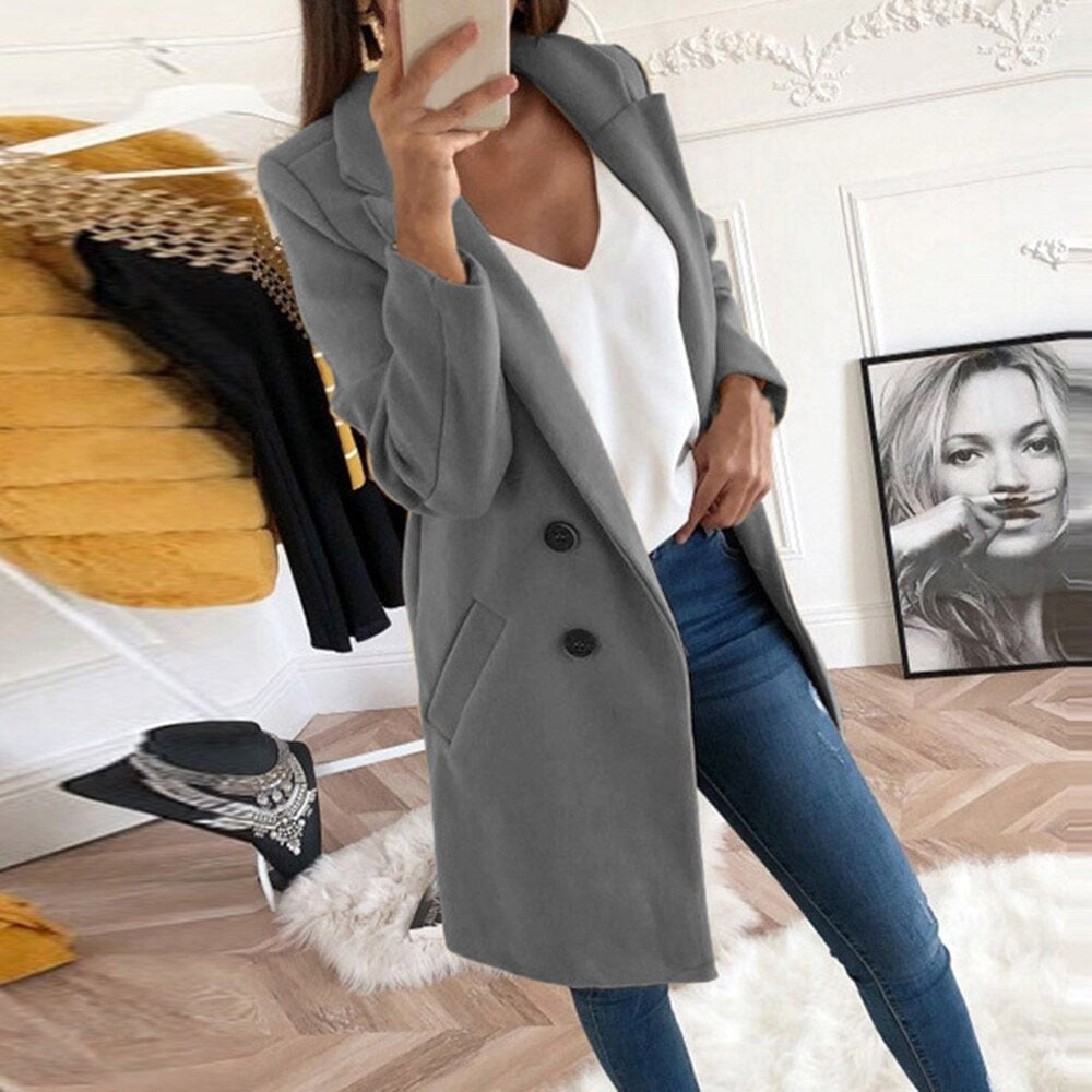 Violet | Women's Long Button-Front Coat, Elegant Tailored Coat | My Sweet Wardrobe