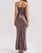Viviane | Women's Strapless Draped Maxi Dress, Corset-Bodice Evening Dress | My Sweet Wardrobe | Black