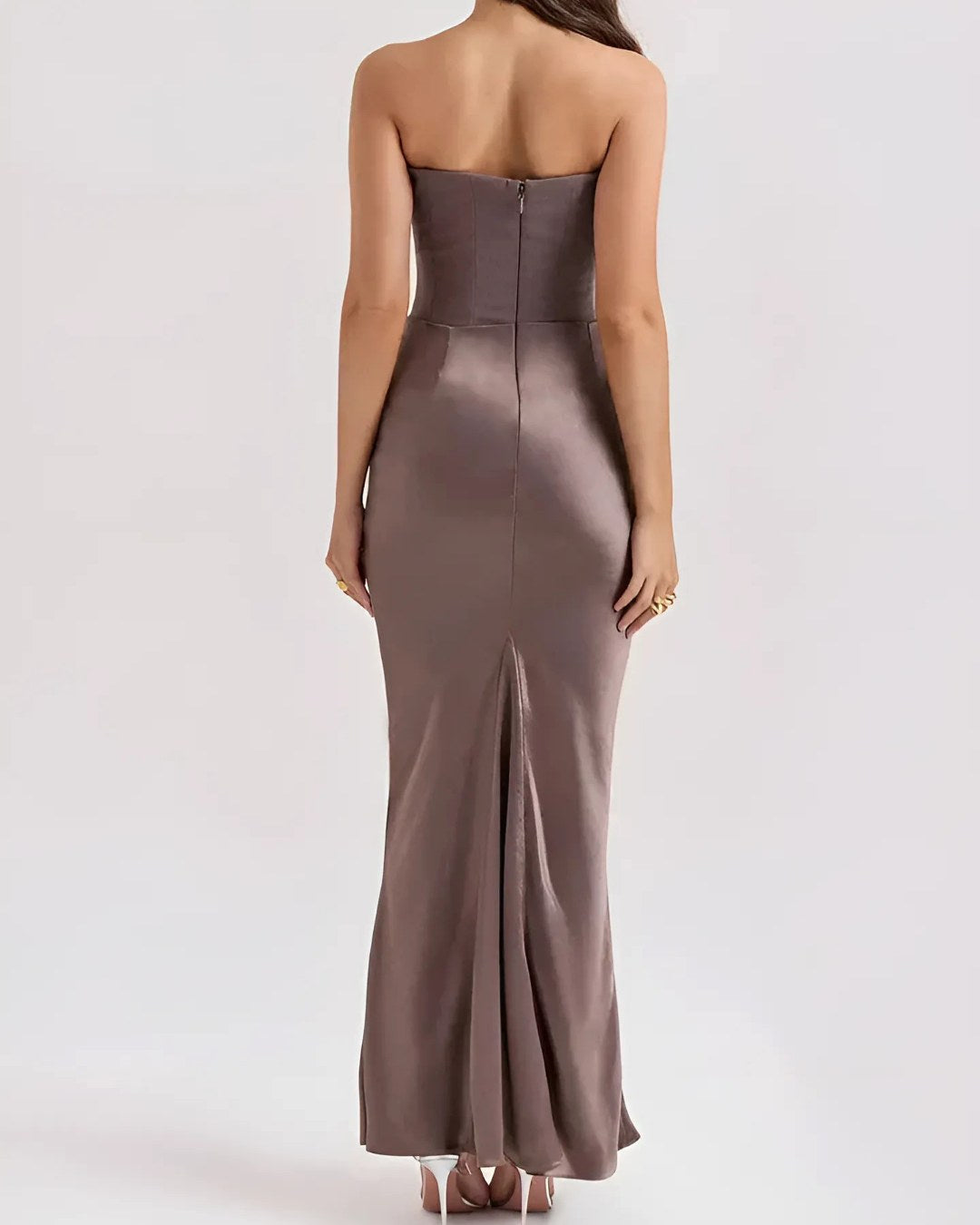 Viviane | Women's Strapless Draped Maxi Dress, Corset-Bodice Evening Dress | My Sweet Wardrobe | Black