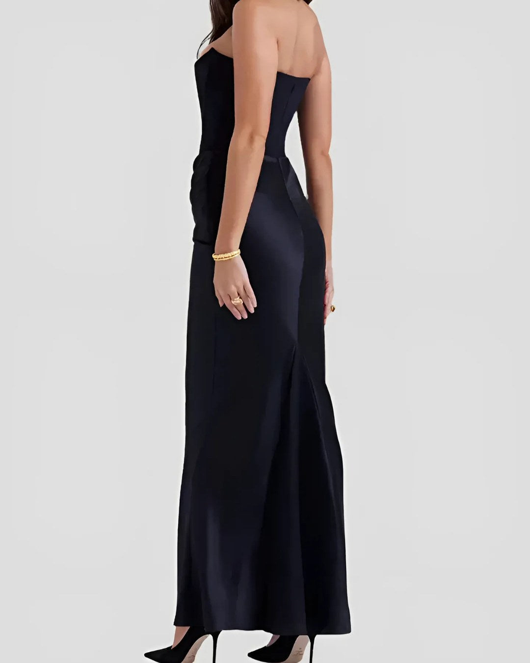 Viviane | Women's Strapless Draped Maxi Dress, Corset-Bodice Evening Dress | My Sweet Wardrobe | White