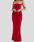 Viviane | Women's Strapless Draped Maxi Dress, Corset-Bodice Evening Dress | My Sweet Wardrobe