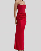 Viviane | Women's Strapless Draped Maxi Dress, Corset-Bodice Evening Dress | My Sweet Wardrobe