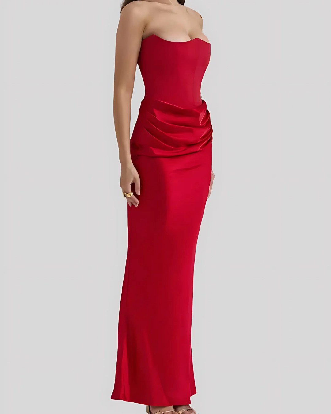 Viviane | Women's Strapless Draped Maxi Dress, Corset-Bodice Evening Dress | My Sweet Wardrobe