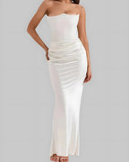 Viviane | Women's Strapless Draped Maxi Dress, Corset-Bodice Evening Dress | My Sweet Wardrobe