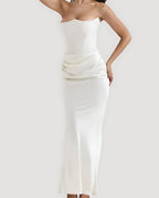 Viviane | Women's Strapless Draped Maxi Dress, Corset-Bodice Evening Dress | My Sweet Wardrobe