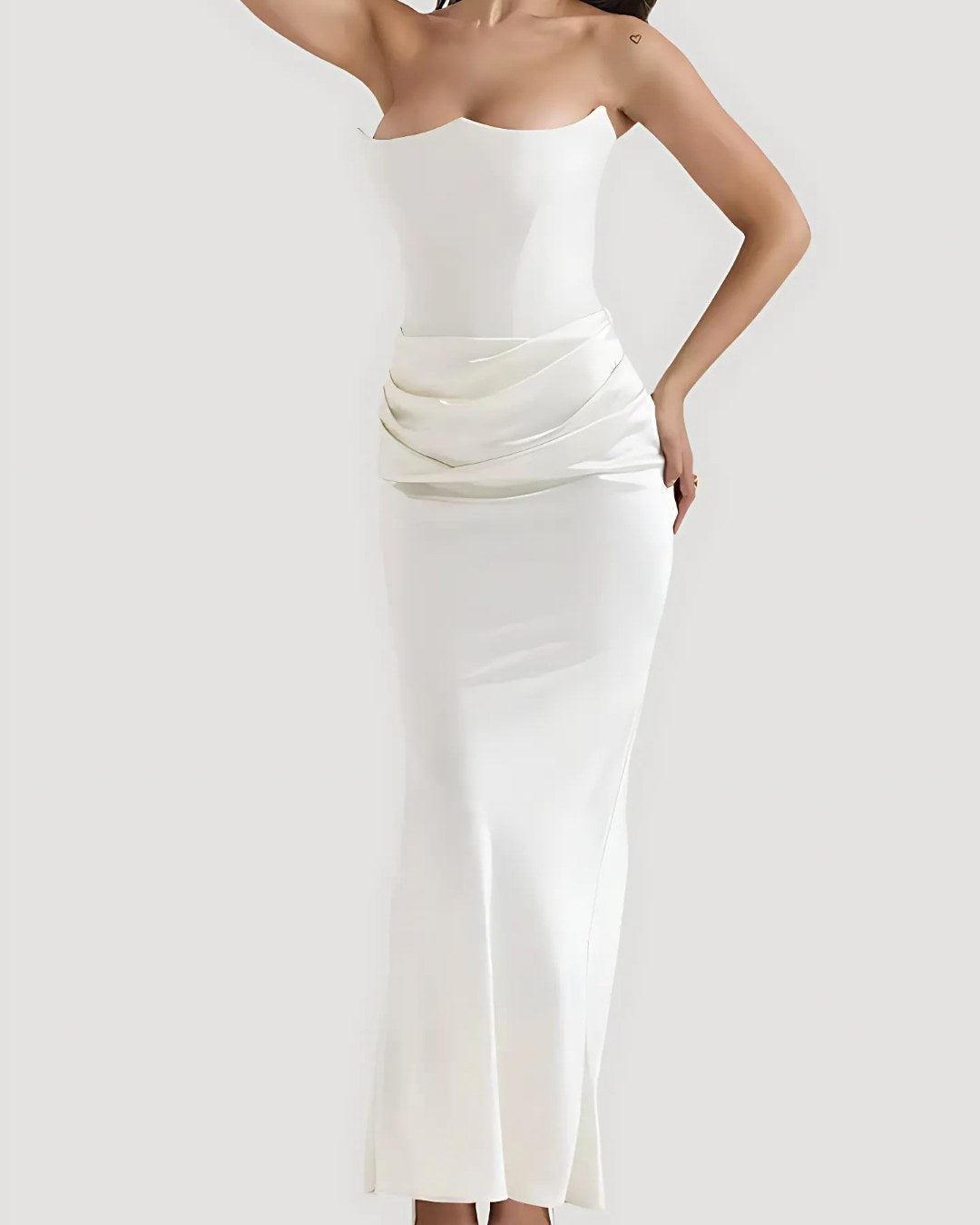 Viviane | Women's Strapless Draped Maxi Dress, Corset-Bodice Evening Dress | My Sweet Wardrobe