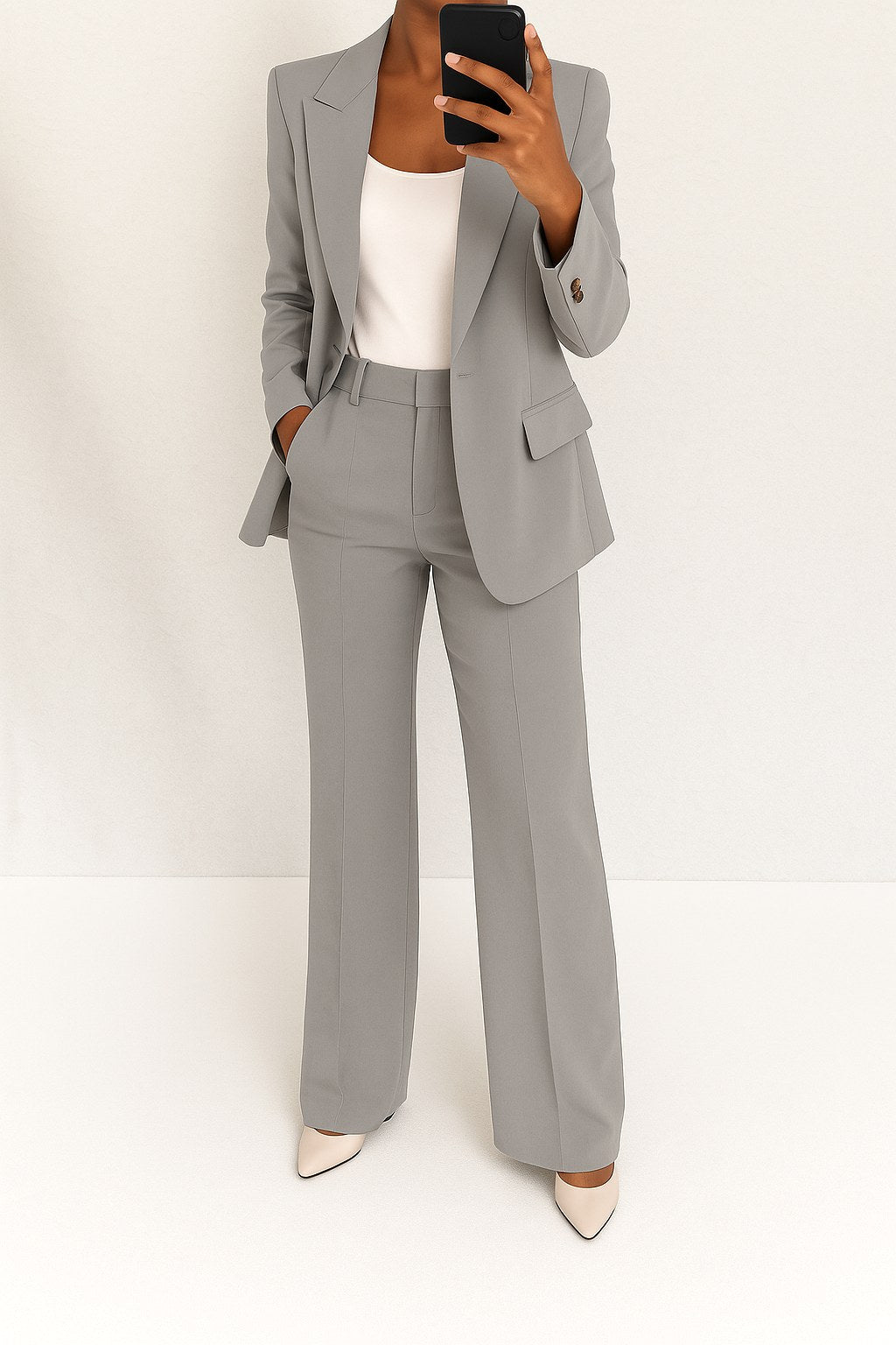 Vivienne | Women's Tailored Blazer and Trouser Set | My Sweet Wardrobe | Beige