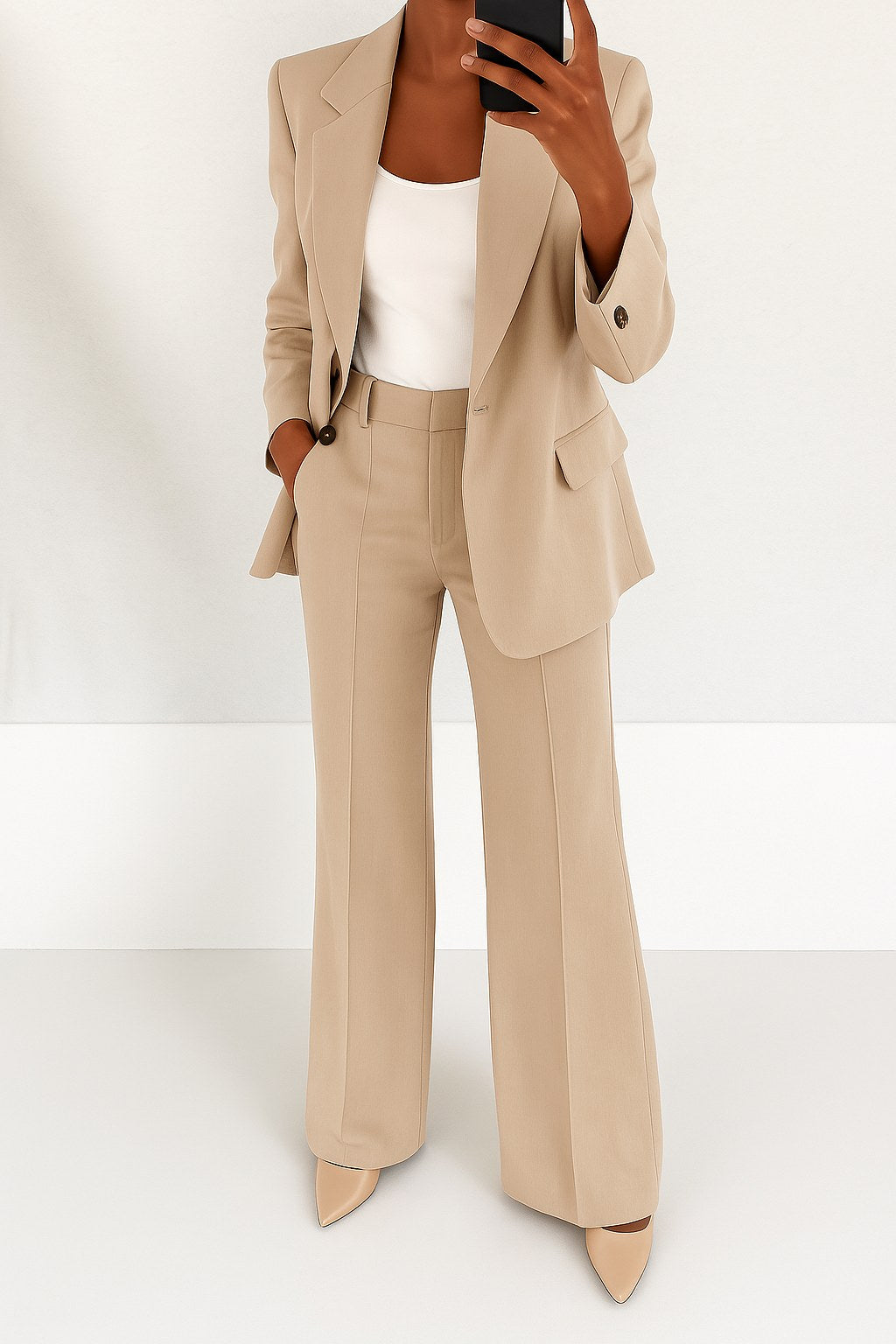 Vivienne | Women's Tailored Blazer and Trouser Set | My Sweet Wardrobe | Brown