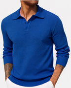 Volker | Men's Jumper with Polo Collar, Elegant Knit Jumper | My Sweet Wardrobe | Blue