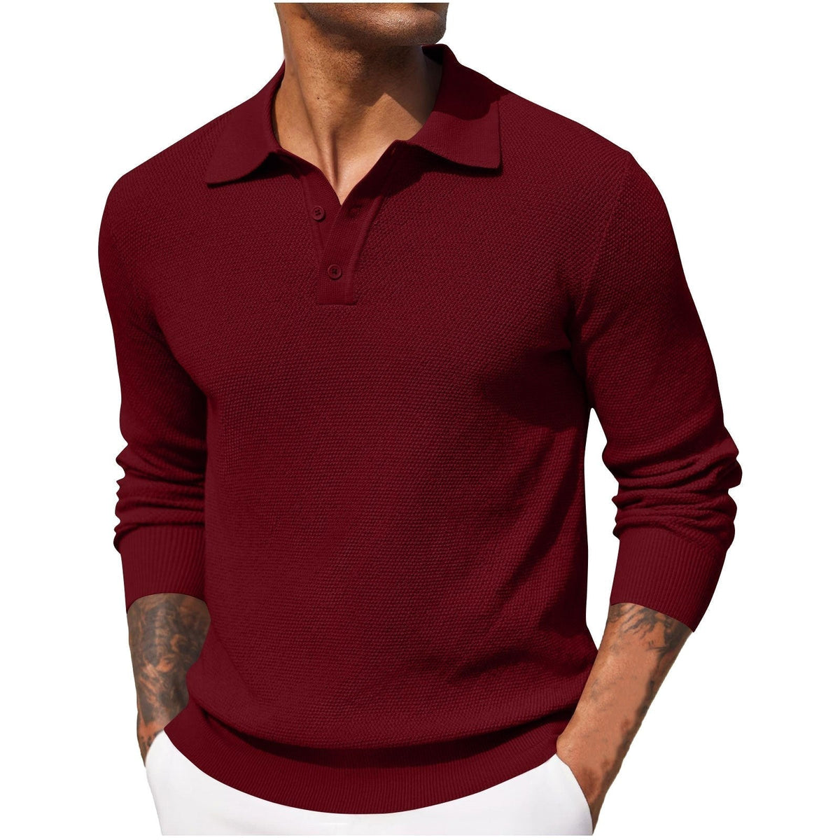 Volker | Men's Jumper with Polo Collar, Elegant Knit Jumper | My Sweet Wardrobe | Blue
