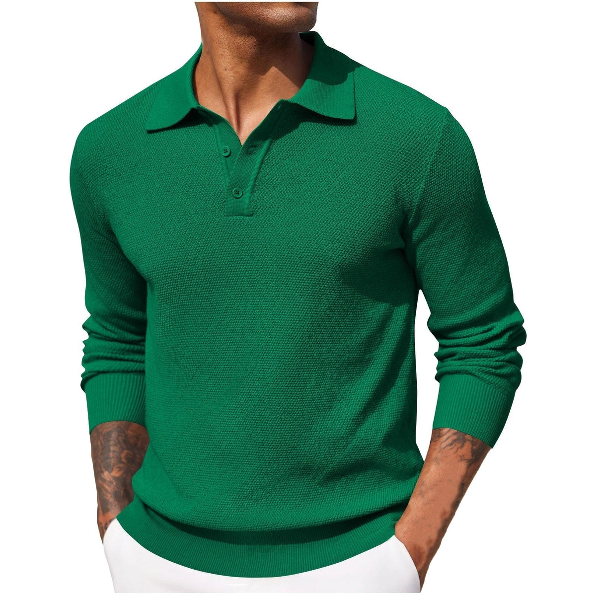 Volker | Men's Jumper with Polo Collar, Elegant Knit Jumper | My Sweet Wardrobe | Blue