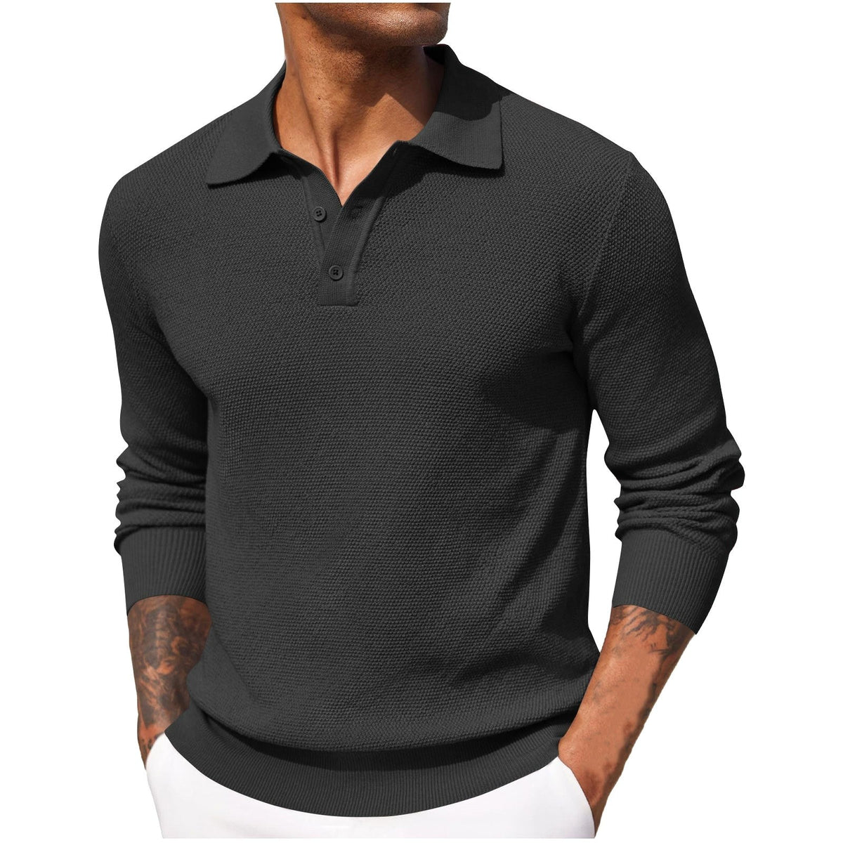 Volker | Men's Jumper with Polo Collar, Elegant Knit Jumper | My Sweet Wardrobe | Blue