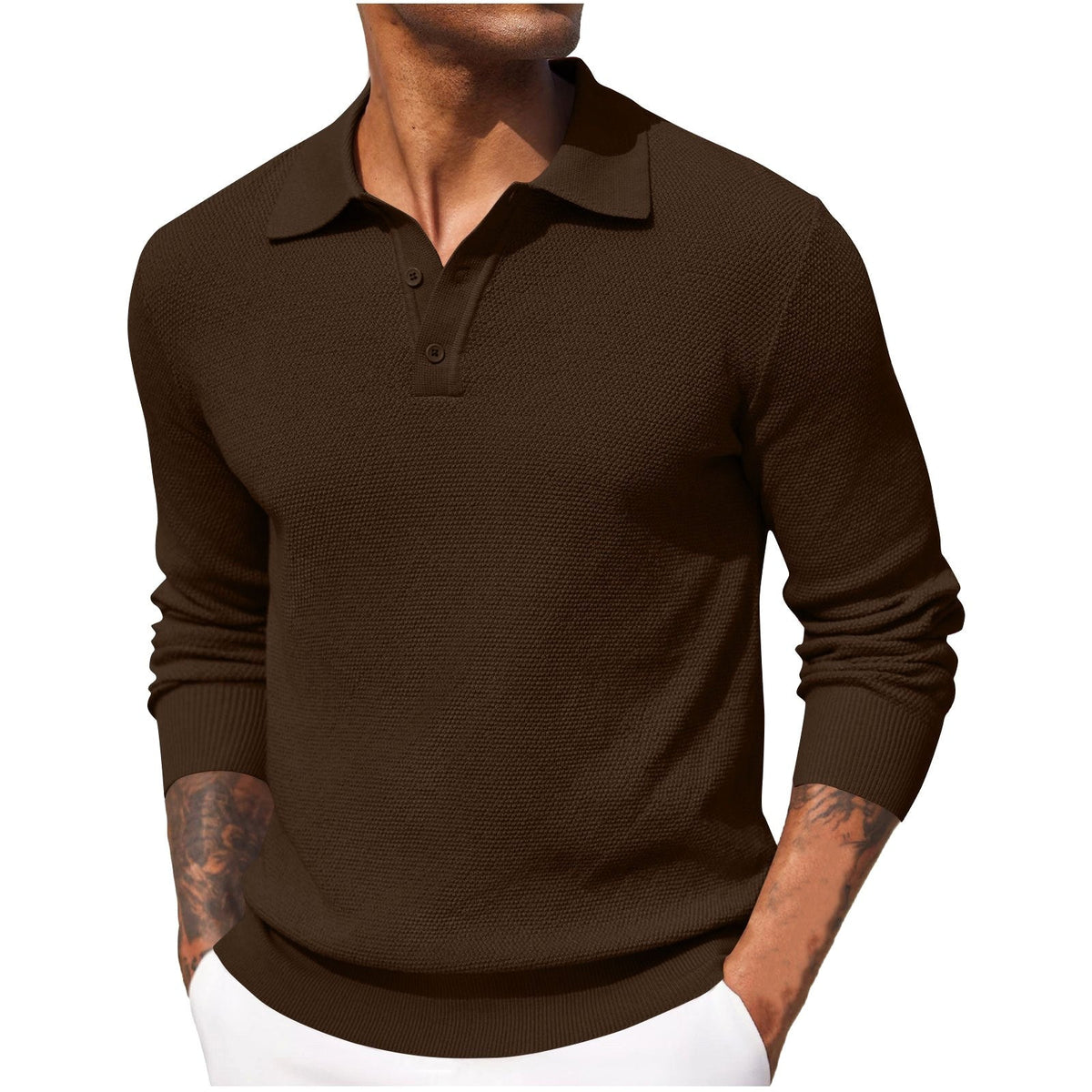 Volker | Men's Jumper with Polo Collar, Elegant Knit Jumper | My Sweet Wardrobe | Blue