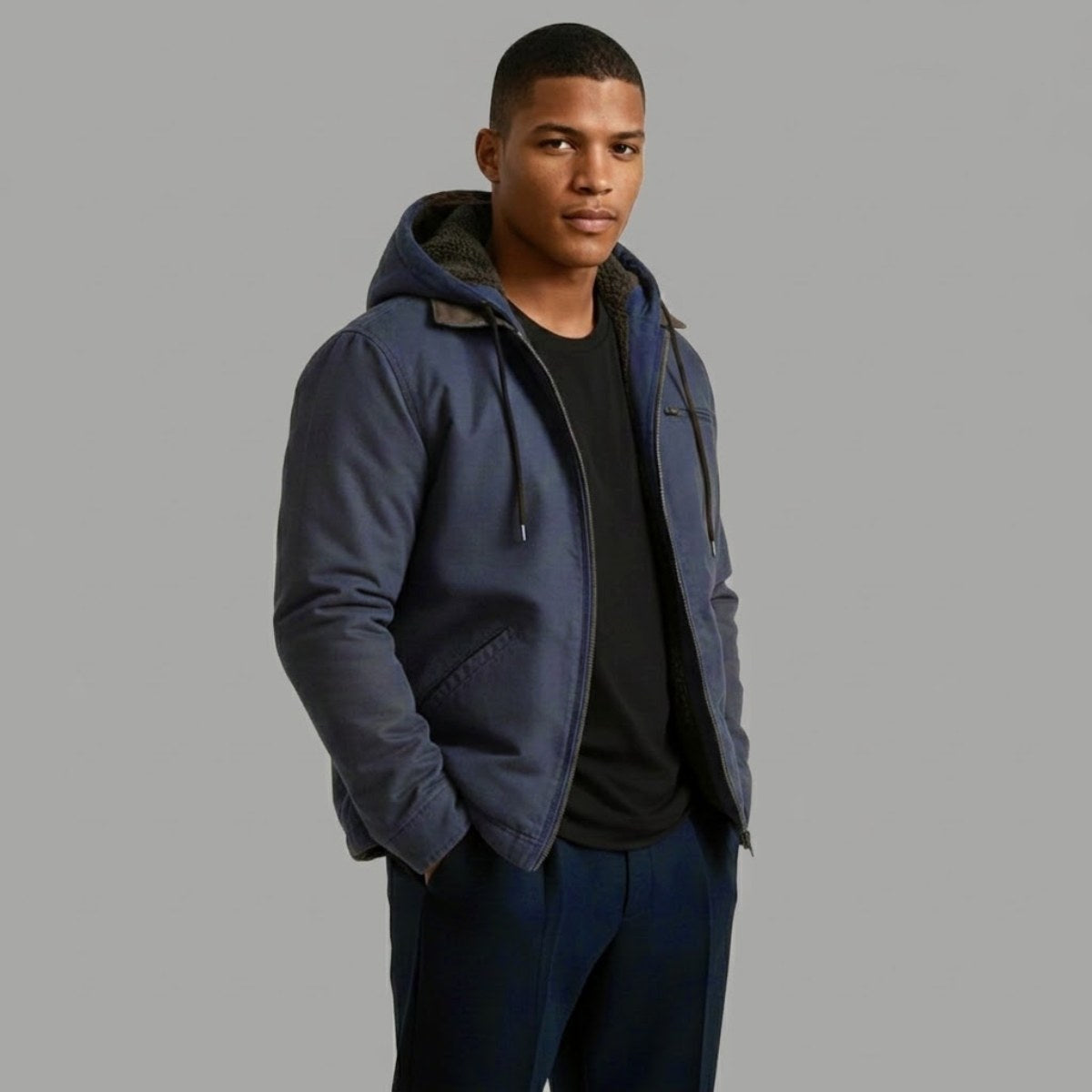 Wesley | Men's Hooded Fleece-Lined Jacket, Warm Winter Coat | My Sweet Wardrobe
