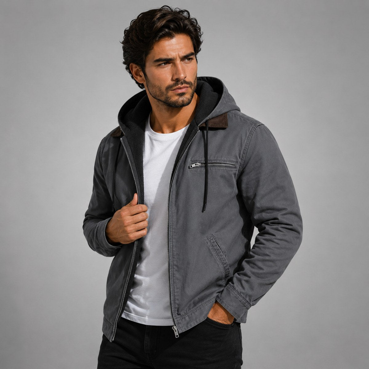 Wesley | Men's Hooded Fleece-Lined Jacket, Warm Winter Coat | My Sweet Wardrobe